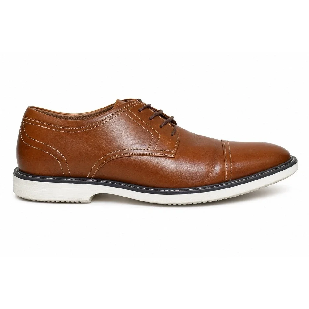 Alfani Theo Men's Dress Shoes Brown Cap Toe Oxford Memory Foam Size 10.5M